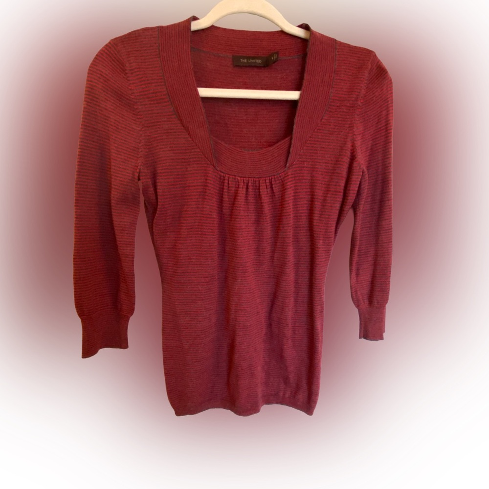 The Limited Red and Gray Striped Top